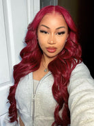 body wave wine burgundy color hair wig