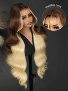 brown and blonde peekaboo hair with invisible look