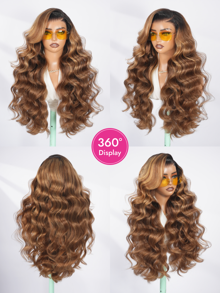 brown hair wig ombre highlights