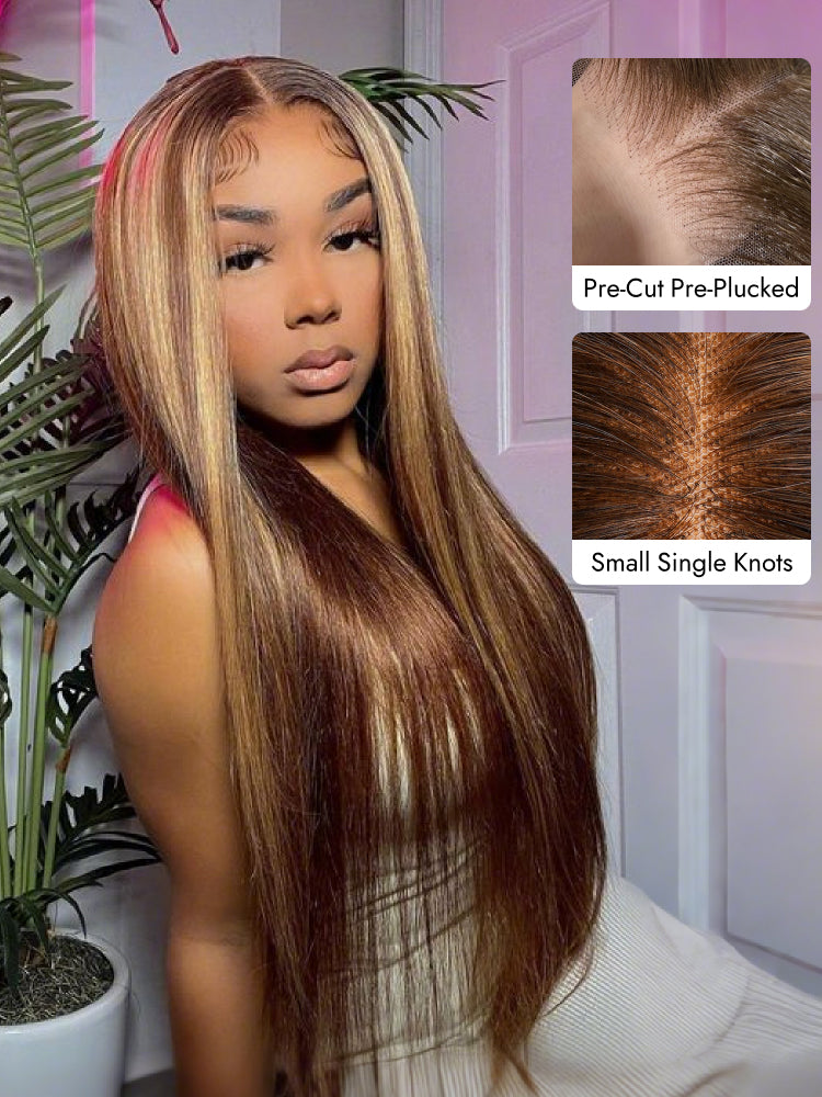 brown highlight 7x5 glueless wig