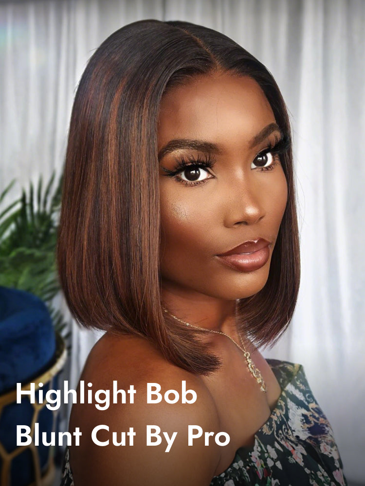 brown highlight bob wigs