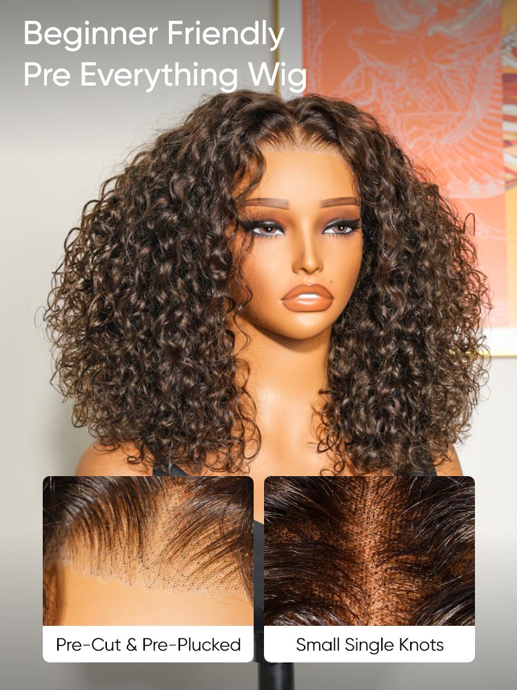 brown water wave glueless wig