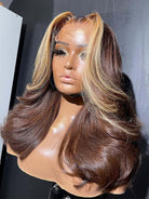 blonde money piece on brown hair