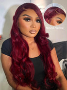 burgundy body wave frontal wig