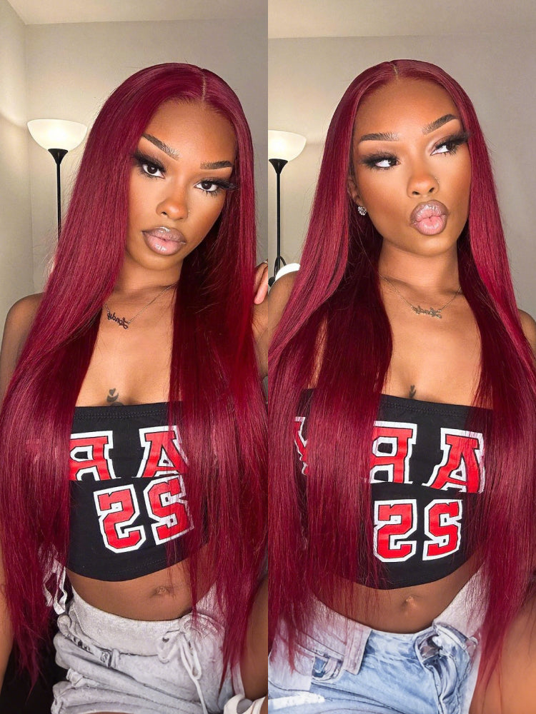 burgundy straight wig