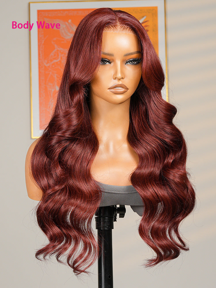 cherry cola red body wave wig