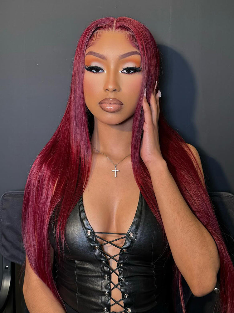 cherry cola red hair straight wig