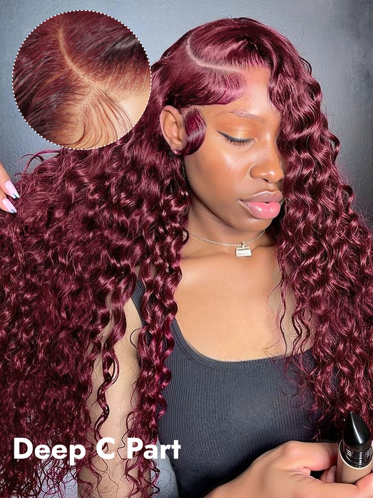 Premium Cherry Cola Red Hair Deep Wave 13x6 Lace Frontal Wig