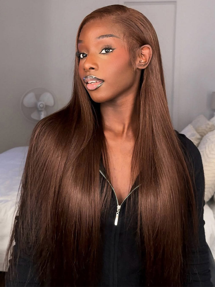 chocolate brown straight HD lace wig