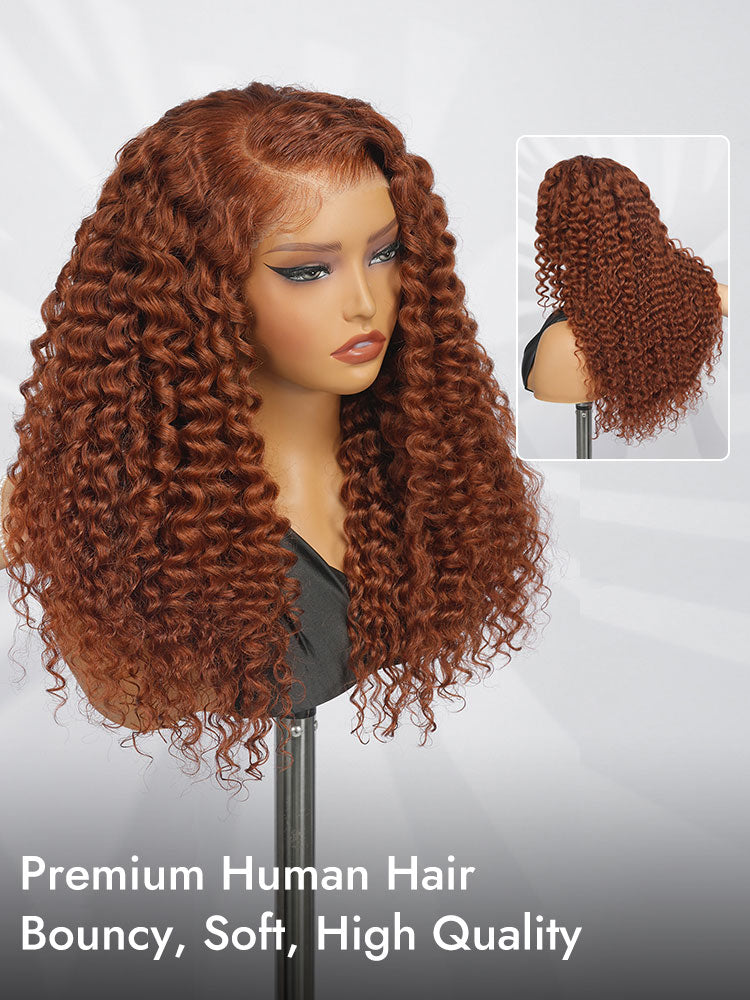 copper brown deep wave wig