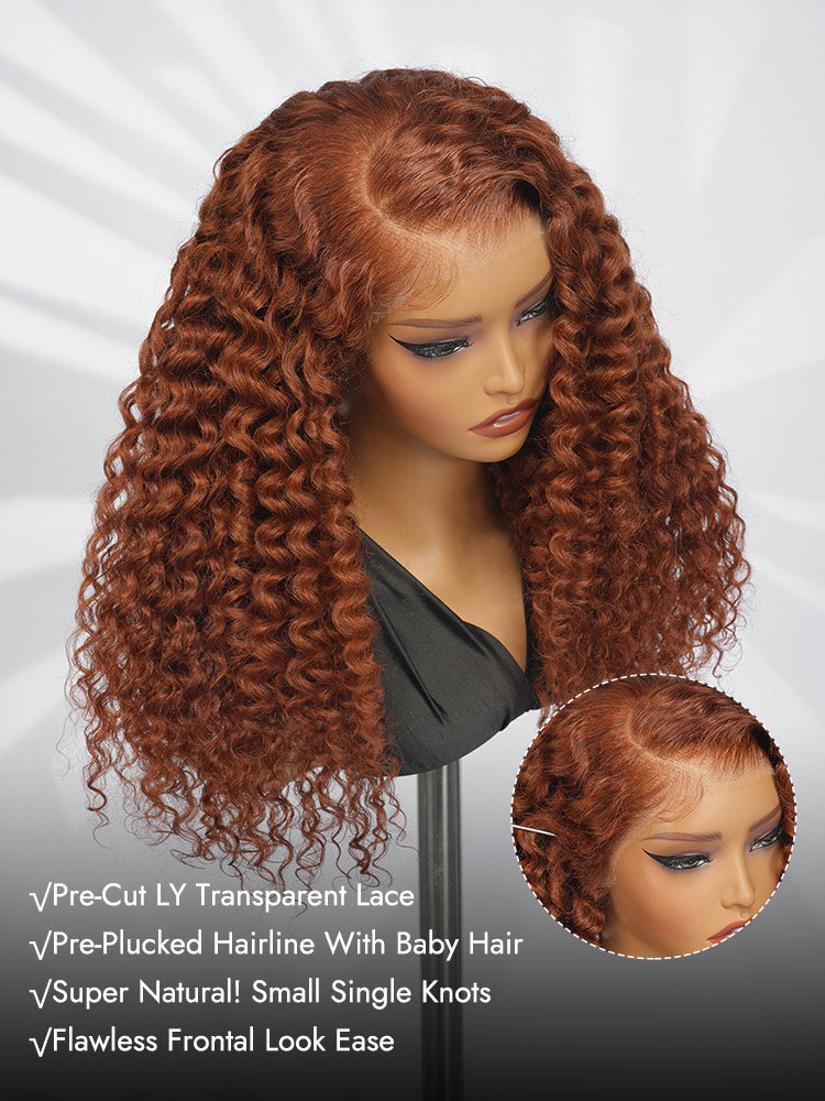 copper brown pre cut 13x6 lace wig