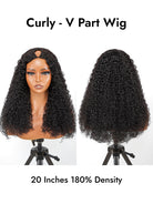 curly V part wig