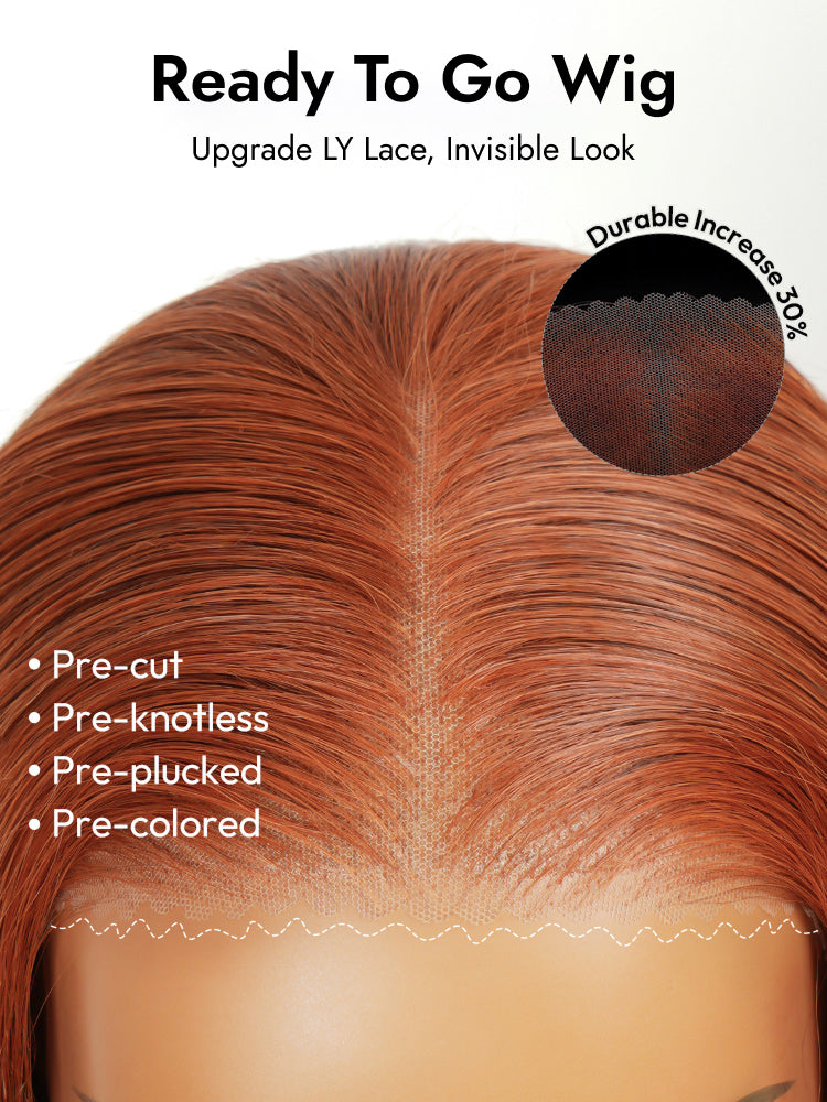 dark copper orange Color 5x5 ready to go wig