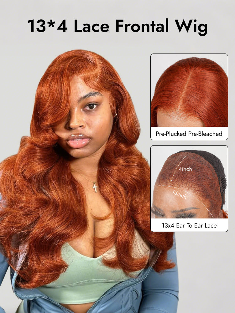 dark copper orange color 13x4 wig