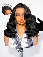 deep side part layered cut wavy hair wig