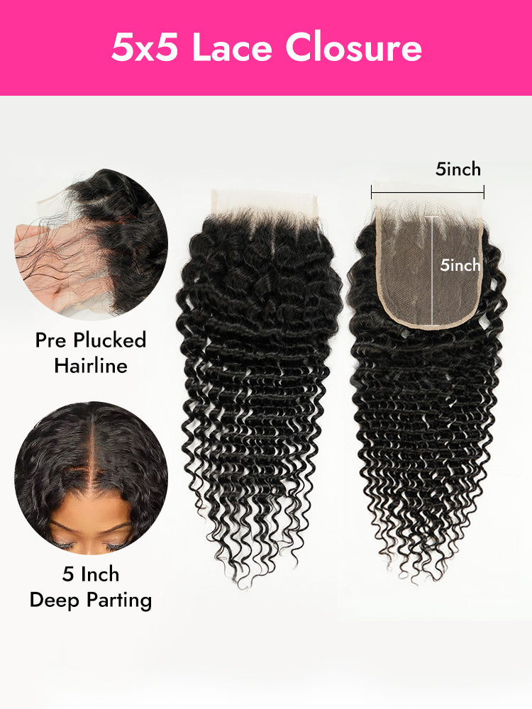 Deep Wave Closure With 5x5 HD & Transparent Lace – Yolissa Hair