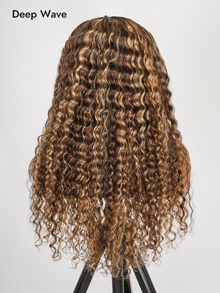 deep wave honey blonde highlight wig