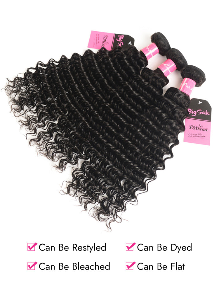 deep wave human hair 3 pcs bundles