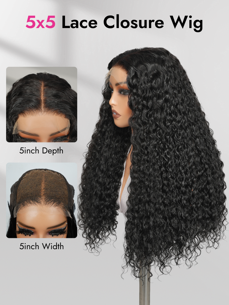 double drawn water wave 5x5 HD wig