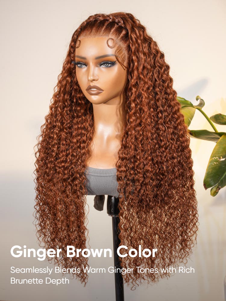 Deep Wave Pre-Braided Ginger Brown 13*6 Lace Wig – Yolissa Hair