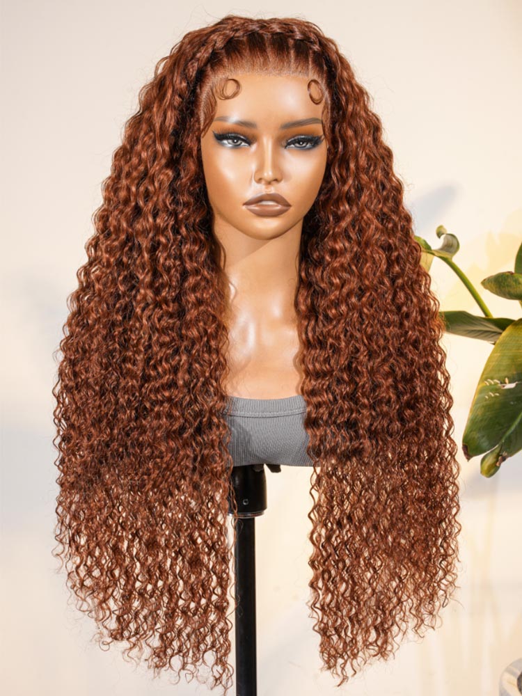 Deep Wave Pre-Braided Ginger Brown 13*6 Lace Wig – Yolissa Hair