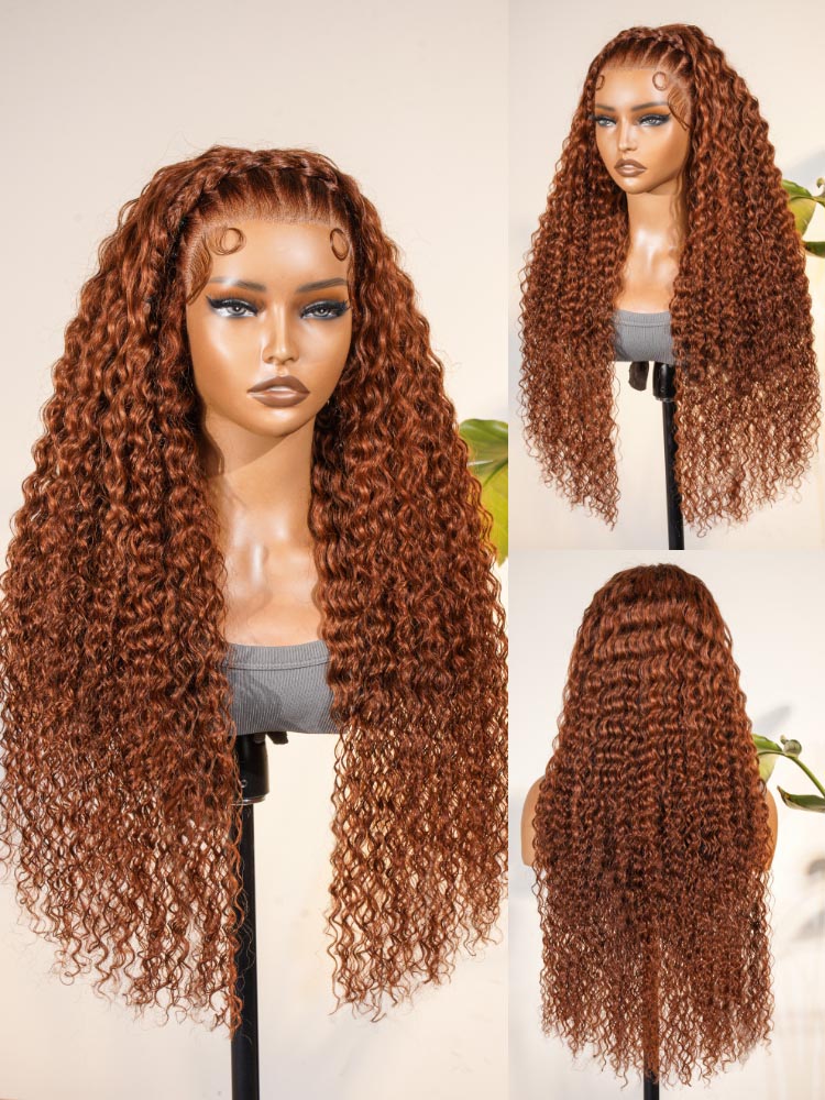 Deep Wave Pre-Braided Ginger Brown 13*6 Lace Wig – Yolissa Hair