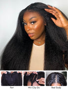 glueless kinky straight V part wig