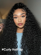 half up curly frontal wig
