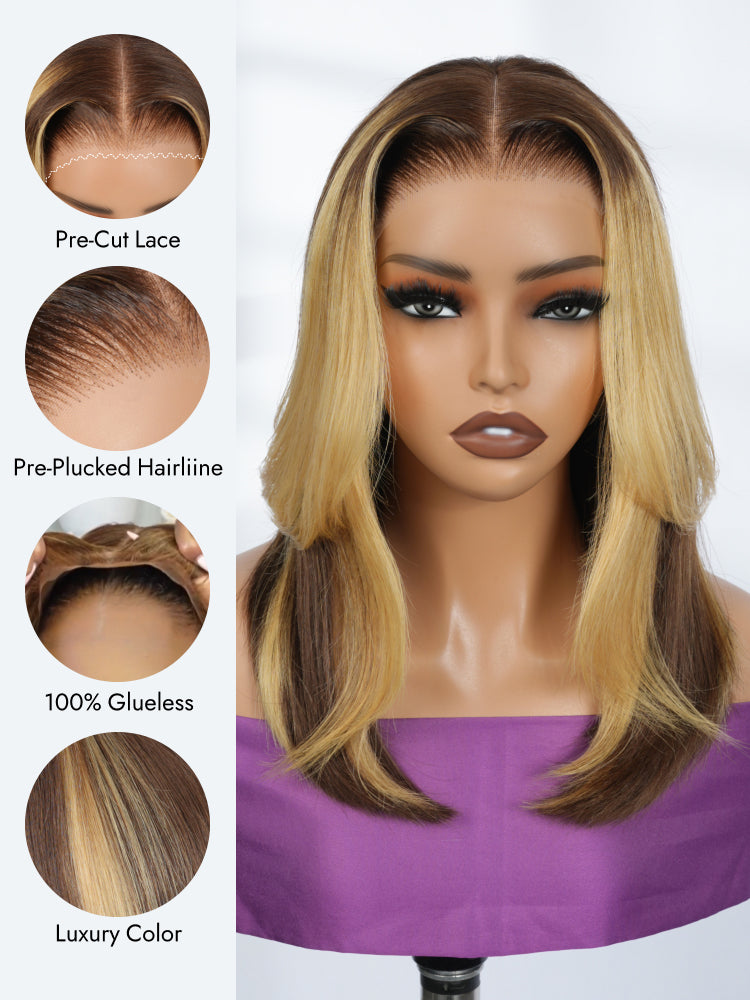 highlight bob glueless wig