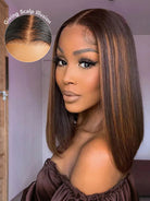 highlight bob wig with real scalp look