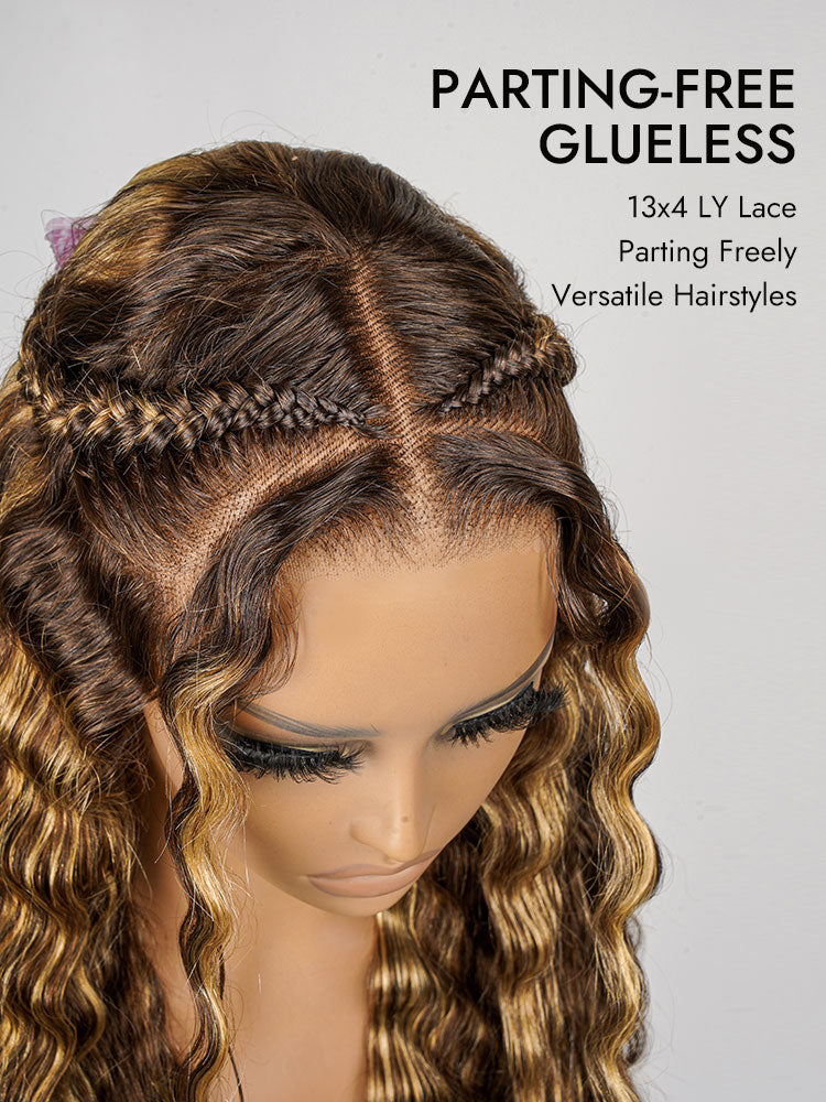 highlight crimp wavy lace frontal wig