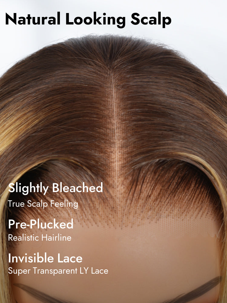 highlight glueless wig with natural looking scalp