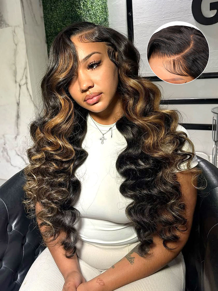 highlight loose wave wigs with deep C part