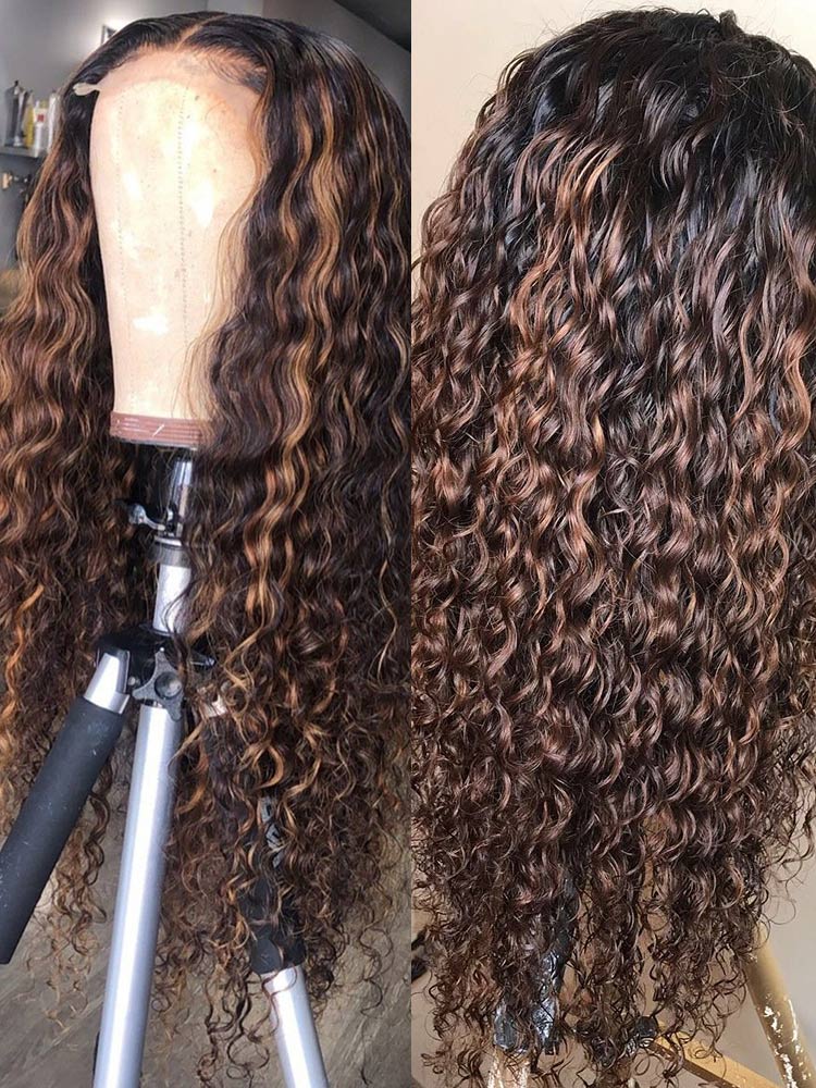 highlight water wave lace front wigs