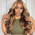 piano highlight glueless closure wig