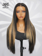 honey blonde balayage on black hair