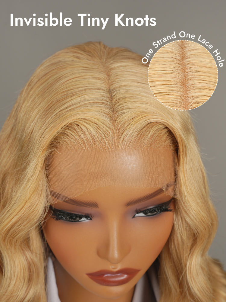 honey blonde body wave double drawn wig invisible knots