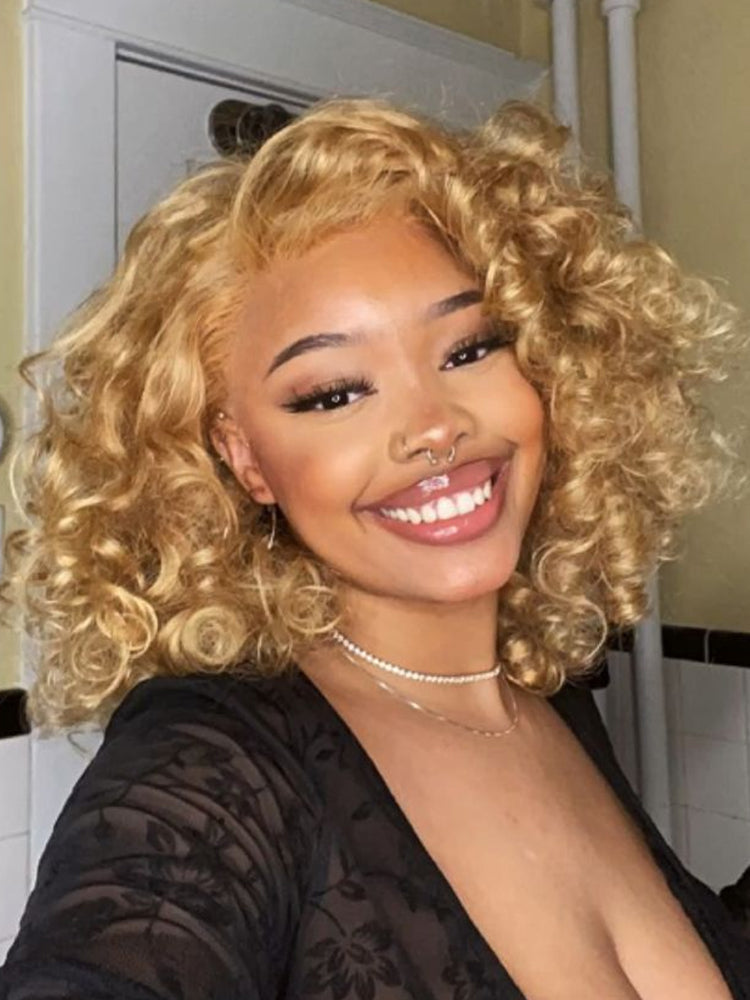 honey blonde curly wig