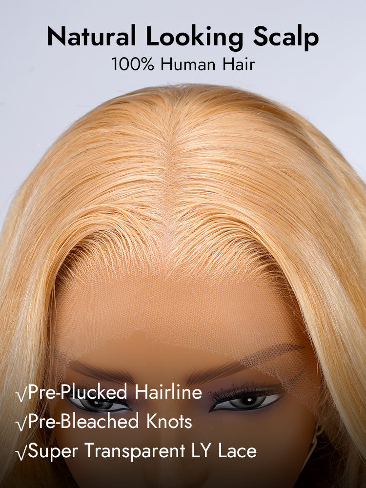 honey blonde highlight wig with natural look