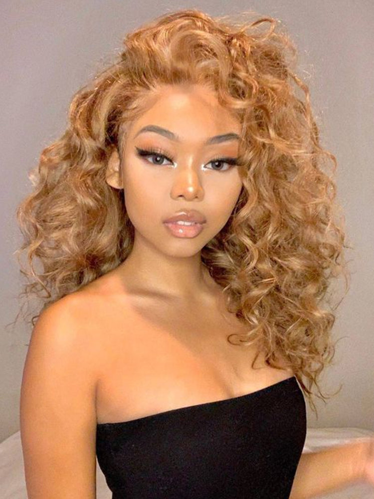 honey blonde loose curly wig