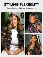 honey blonde skunk stripe highlights lace frontal wig