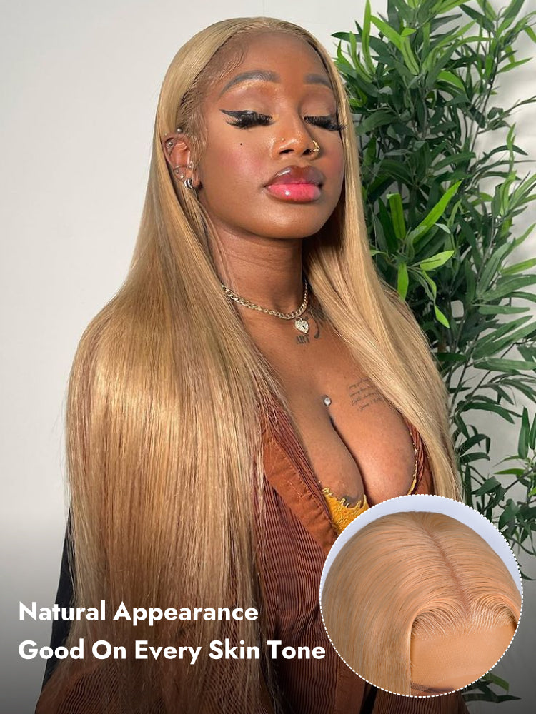 honey blonde straight lace front wigs