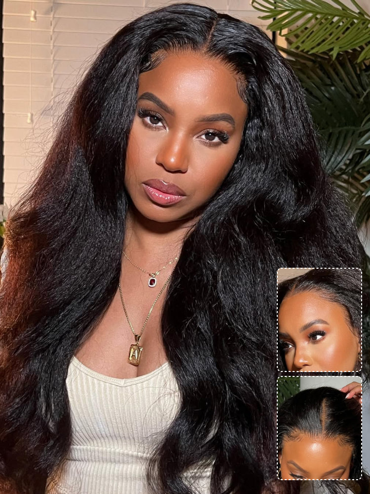 kinky straight 13x4 HD lace frontal wig