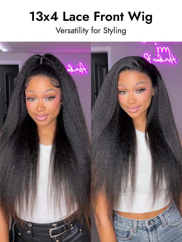 kinky straight 13x4 frontal wig