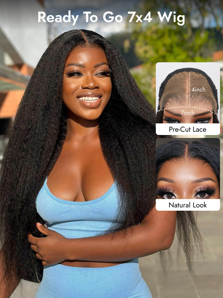kinky straight 7x4 closure wig