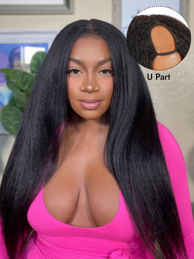 kinky straight U part wig