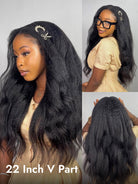 kinky straight V part wig