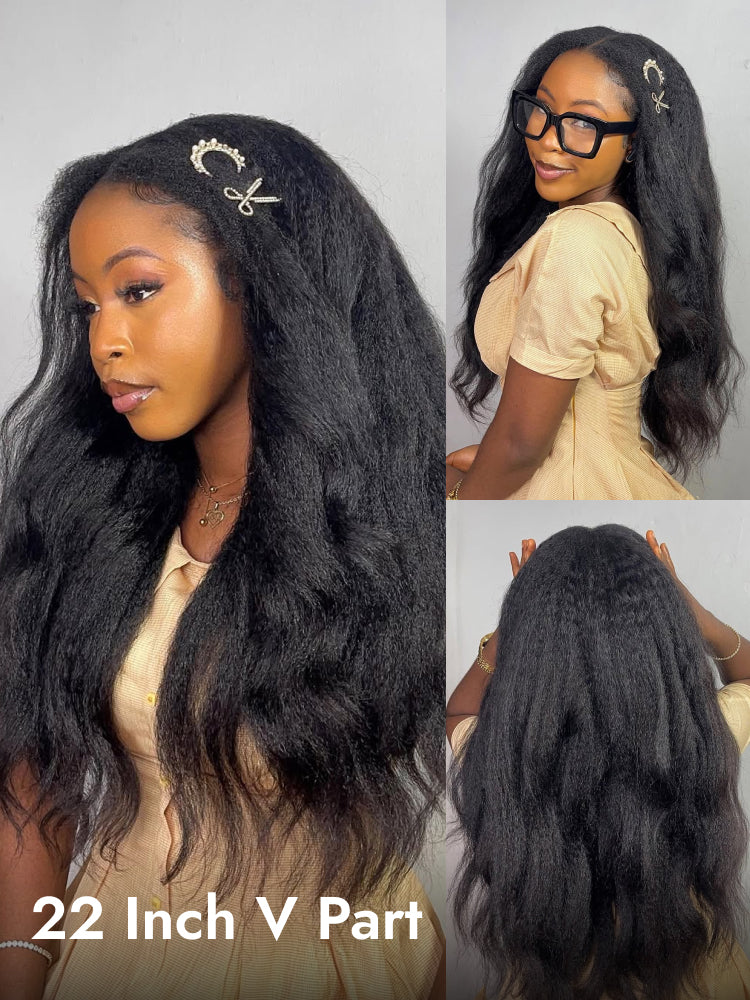 kinky straight V part wig