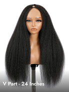 kinky straight glueless V part wig