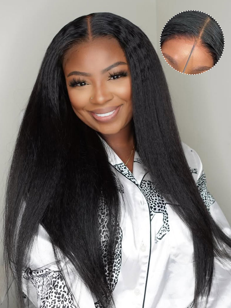 kinky straight glueless wig